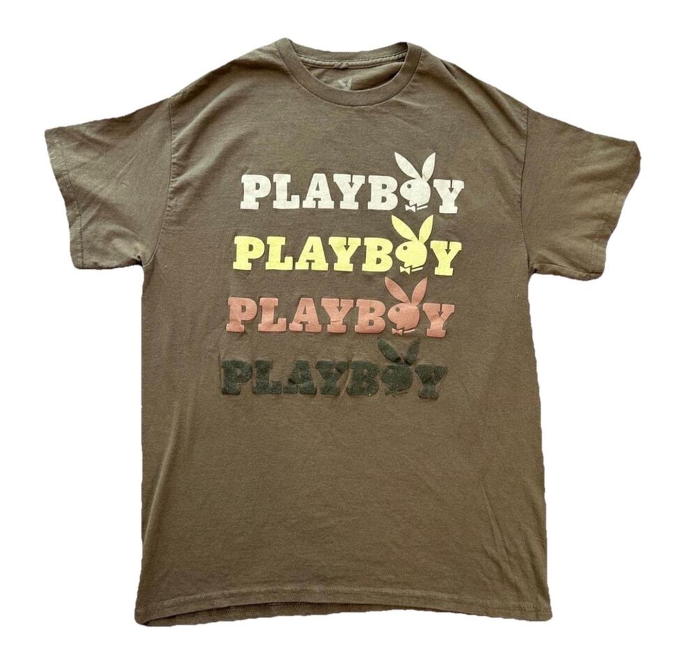 NWT Playboy Brown Logo Graphic Tee Men’s Large Y2K Streetwear
